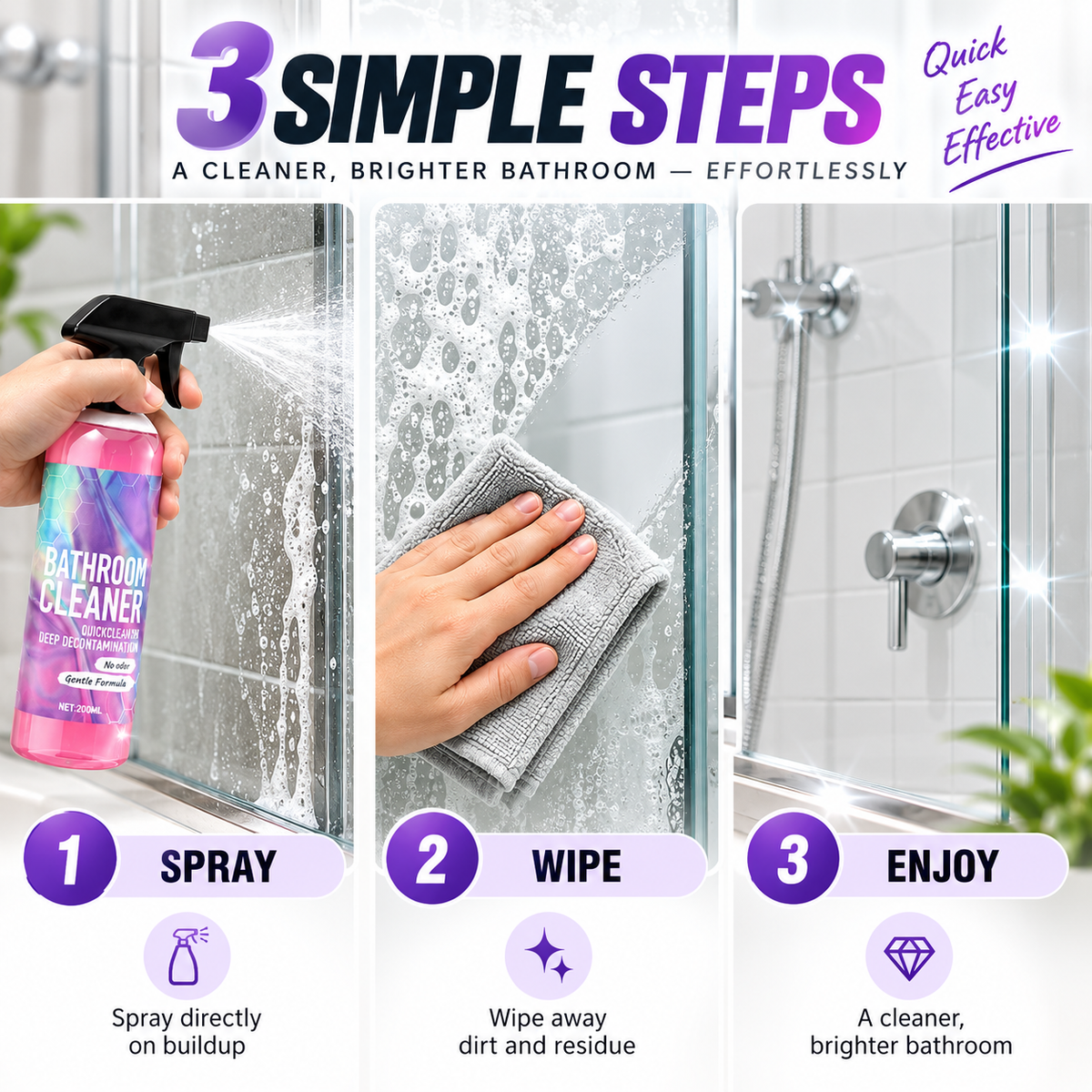 ✨ Bathroom Cleaner: Sparkle in Seconds, No Harsh Fumes