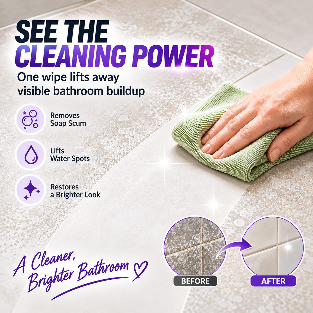 ✨ Bathroom Cleaner: Sparkle in Seconds, No Harsh Fumes